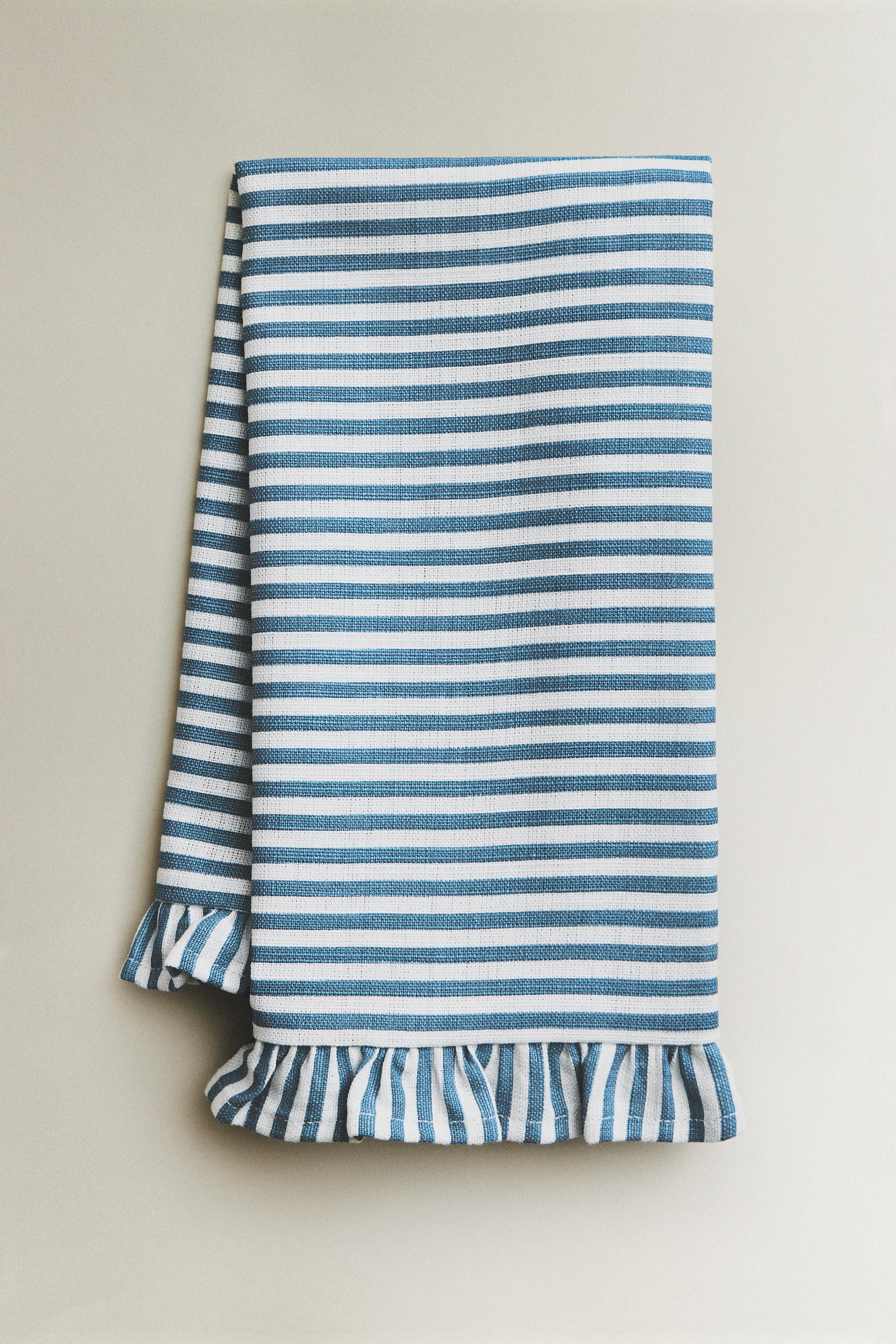 LOT DE 2 SERVIETTES TABLE EN COTON À VOLANT